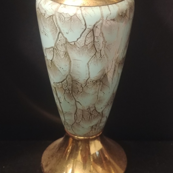 Set 4 Delft Holland Pottery Vases Gold Green - Picture 4 of 8